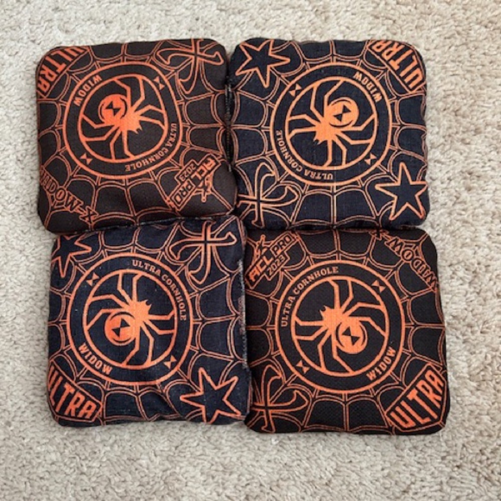 Ultra Cornhole Widow X Bags ACL Pro Stamped 2023 Black and Orange